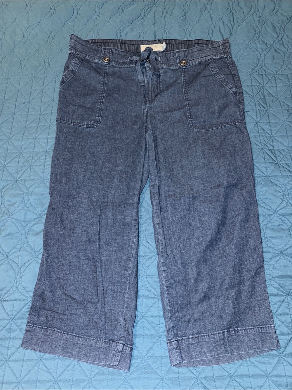 Torrid Drawstring Cropped Denim Pants - Blue
